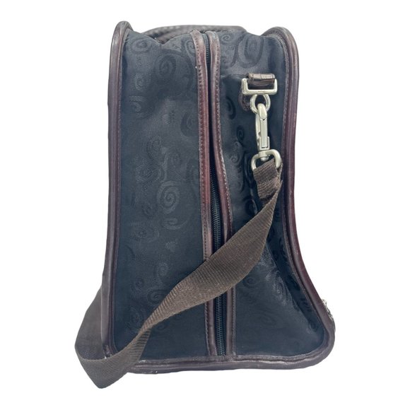 Brighton Carry On Bag Luggage Croc Leather and Fabric EUC Brown & Black - Picture 8 of 16